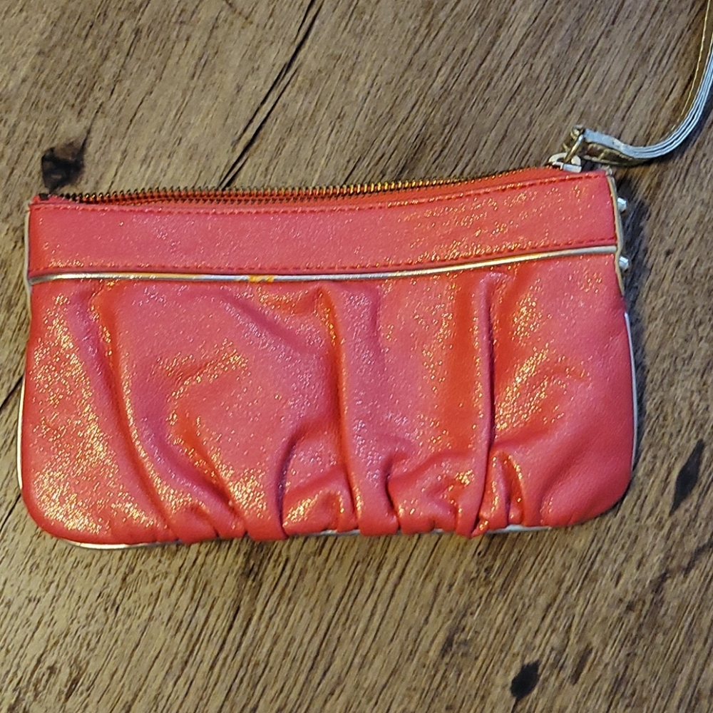 Express Salmon and Gold Wristlet